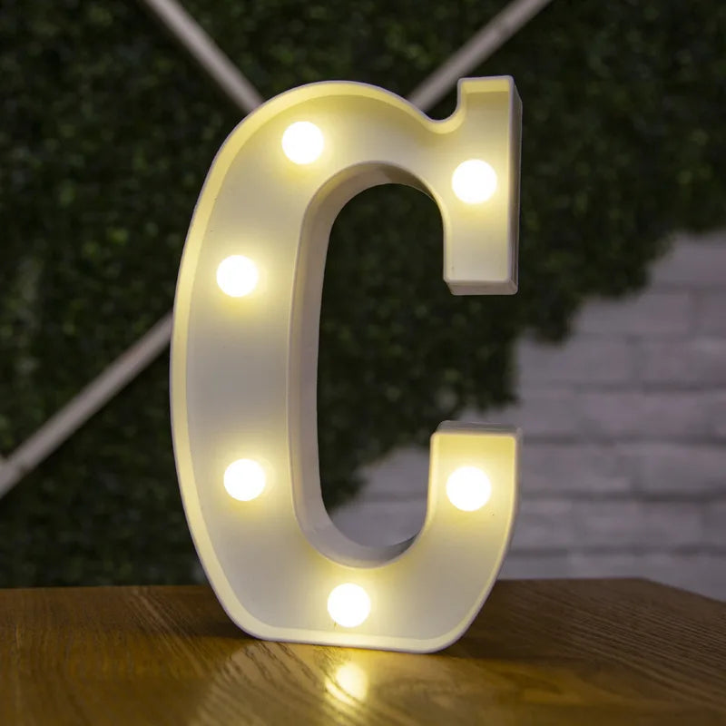 Lámparas LED con forma de alfabeto y números para bodas y cumpleaños