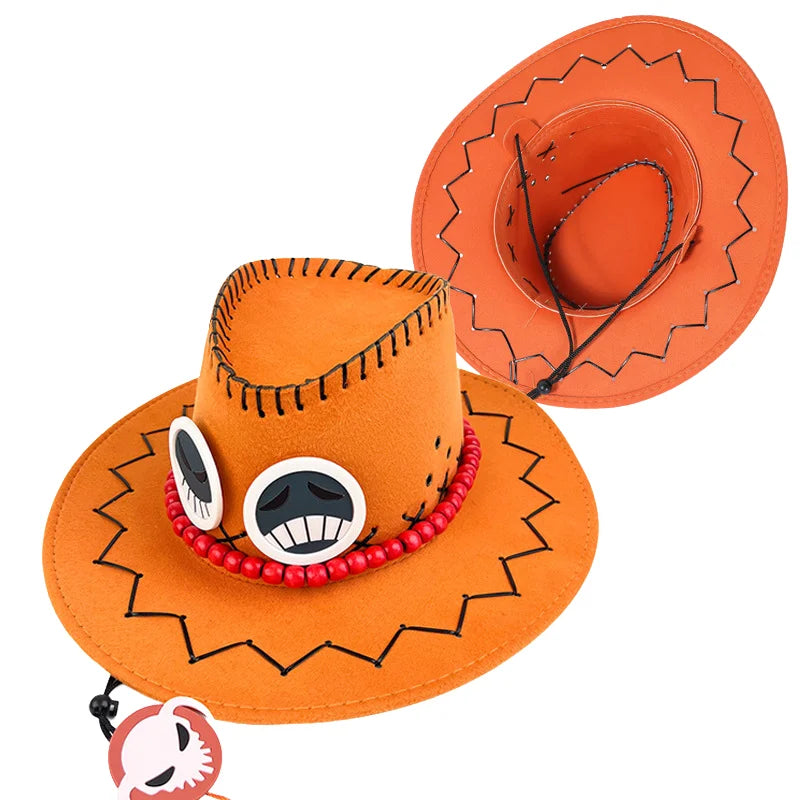 Sombrero naranja de Ace One Piece – accesorio de cosplay unisex