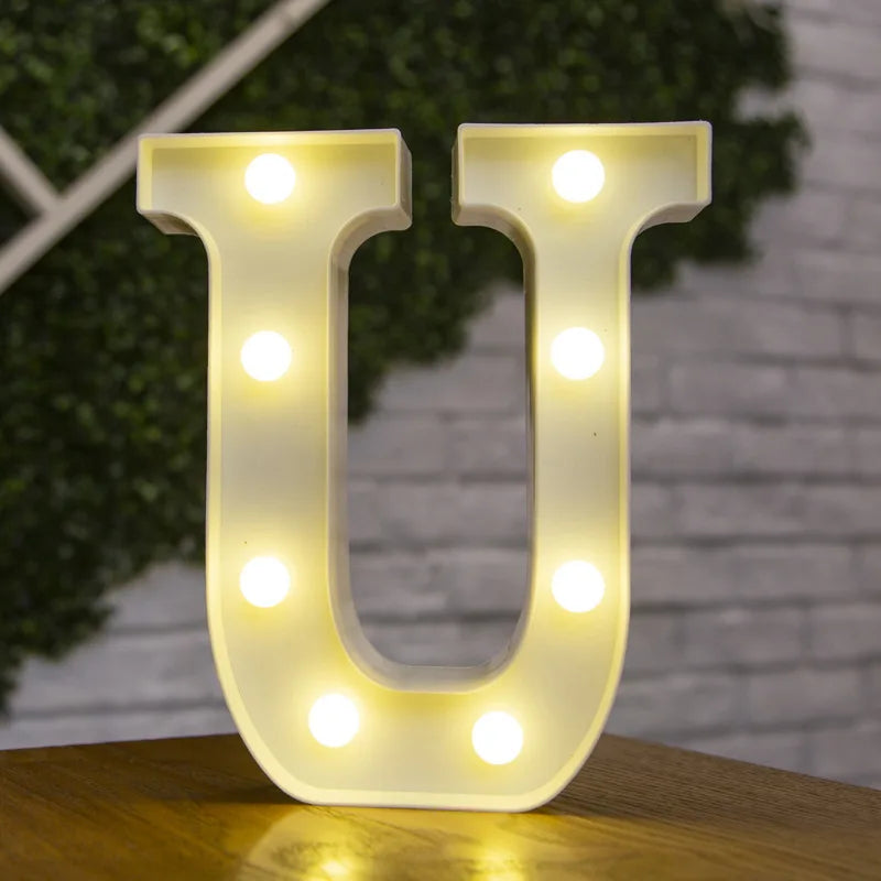 Lámparas LED con forma de alfabeto y números para bodas y cumpleaños