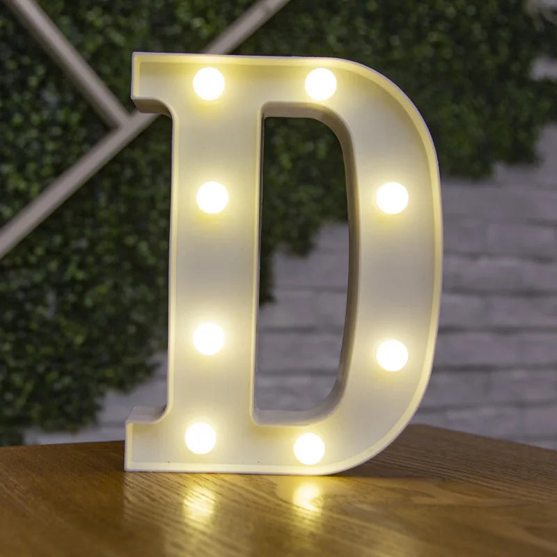 Lámparas LED con forma de alfabeto y números para bodas y cumpleaños