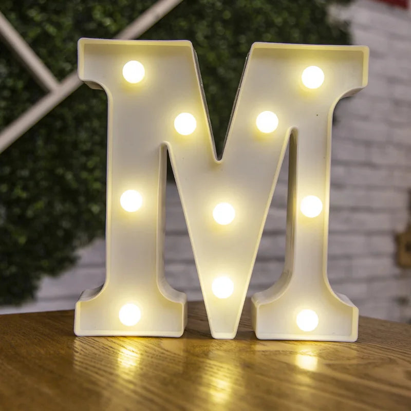 Lámparas LED con forma de alfabeto y números para bodas y cumpleaños