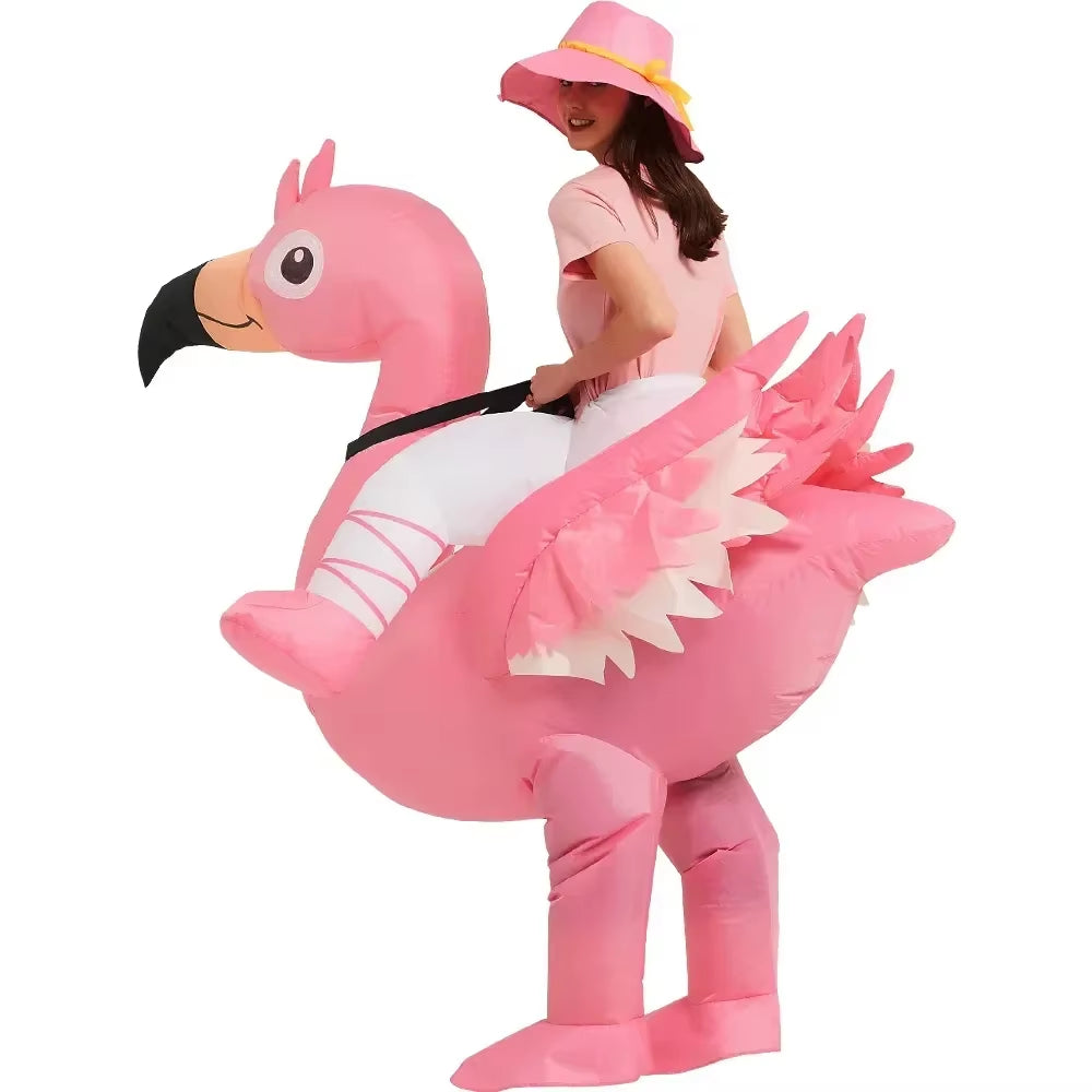 Disfraz inflable de flamenco rosa – divertido para adultos y niños en fiestas