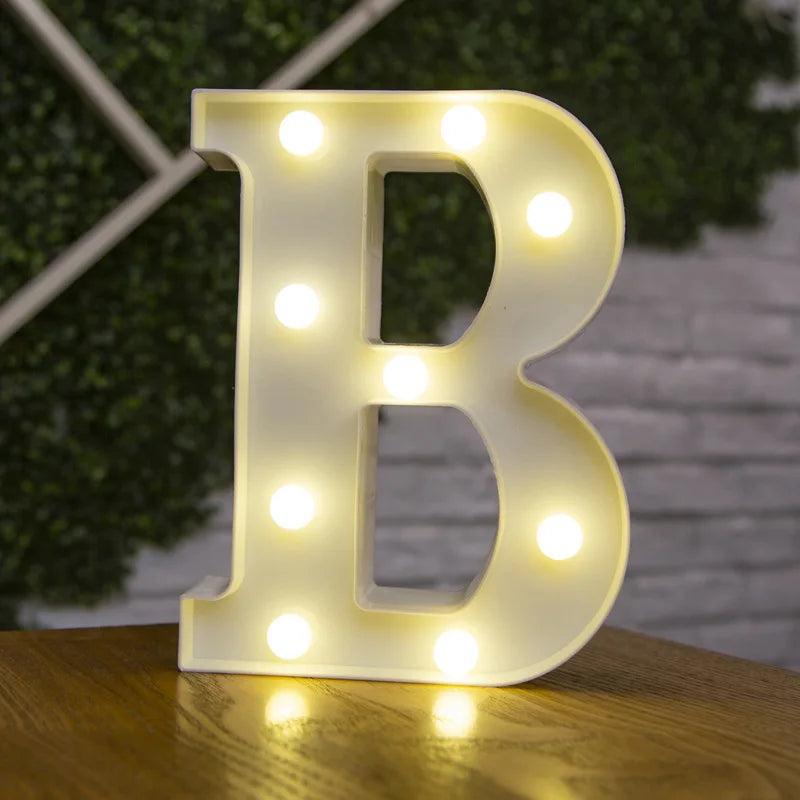 Lámparas LED con forma de alfabeto y números para bodas y cumpleaños