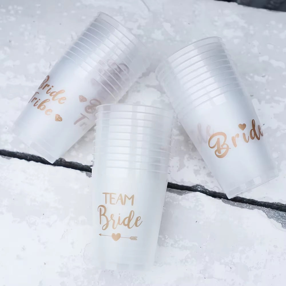 Vasos de plástico para despedida de soltera – Equipo de la novia