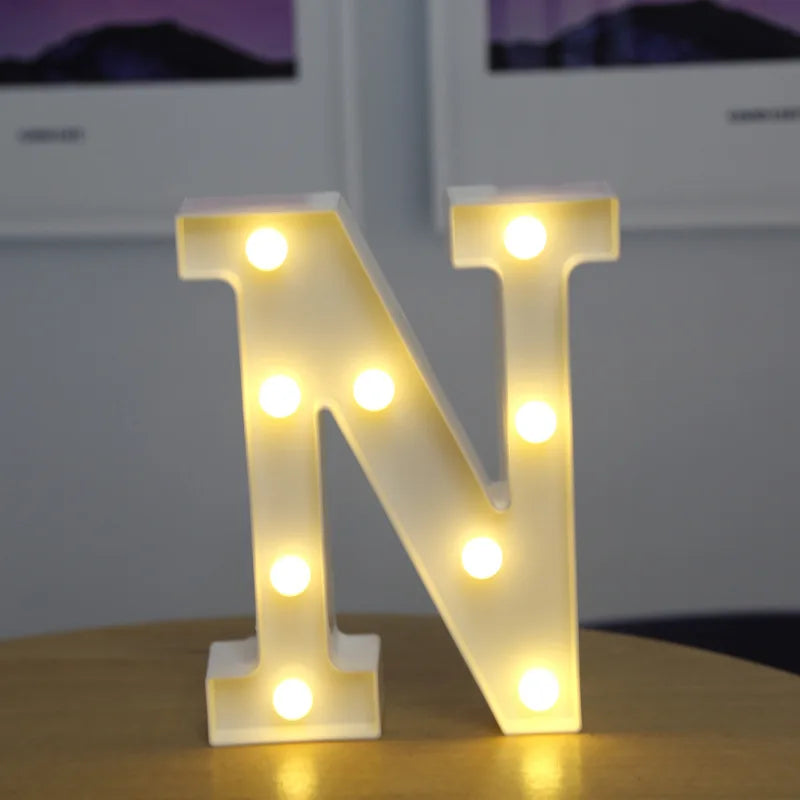 Lámparas LED con forma de alfabeto y números para bodas y cumpleaños