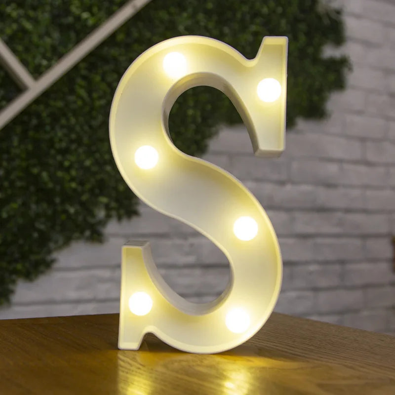 Lámparas LED con forma de alfabeto y números para bodas y cumpleaños