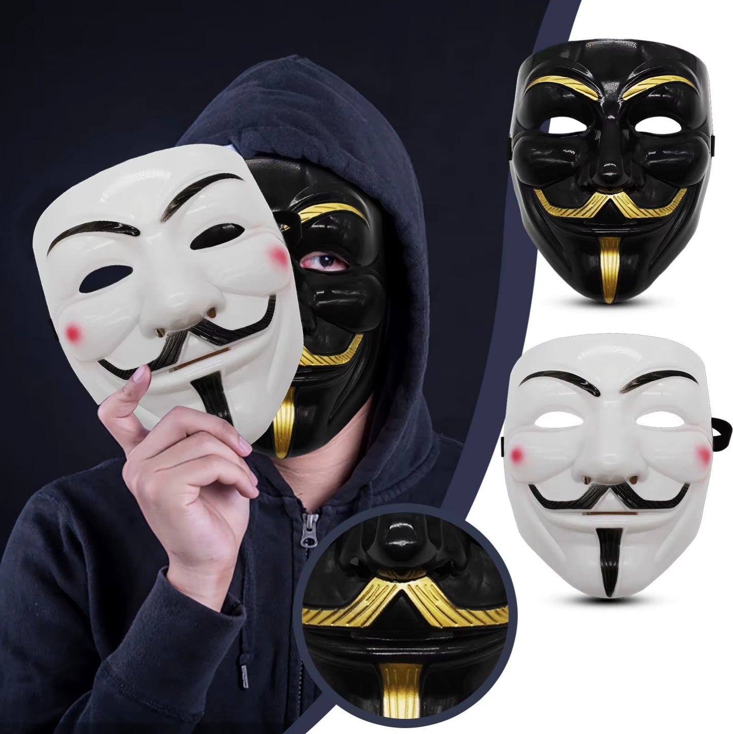 Máscara V de Vendetta Anonymous para carnaval y eventos temáticos