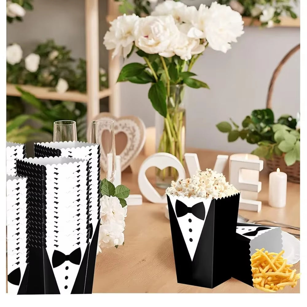 Cajas para dulces y aperitivos con diseño de esmoquin elegante
