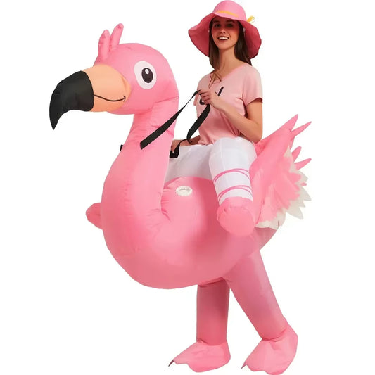 Disfraz inflable de flamenco rosa – divertido para adultos y niños en fiestas