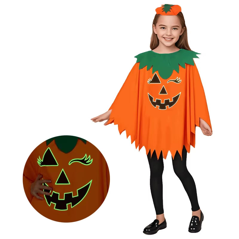 Disfraz de Halloween con capa y sombrero de calabaza – cosplay y fiestas temáticas
