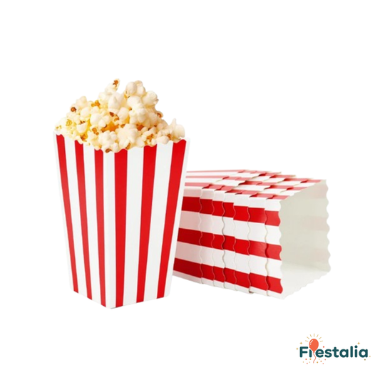 Cajas de palomitas a rayas para fiestas – recipientes de snacks y aperitivos
