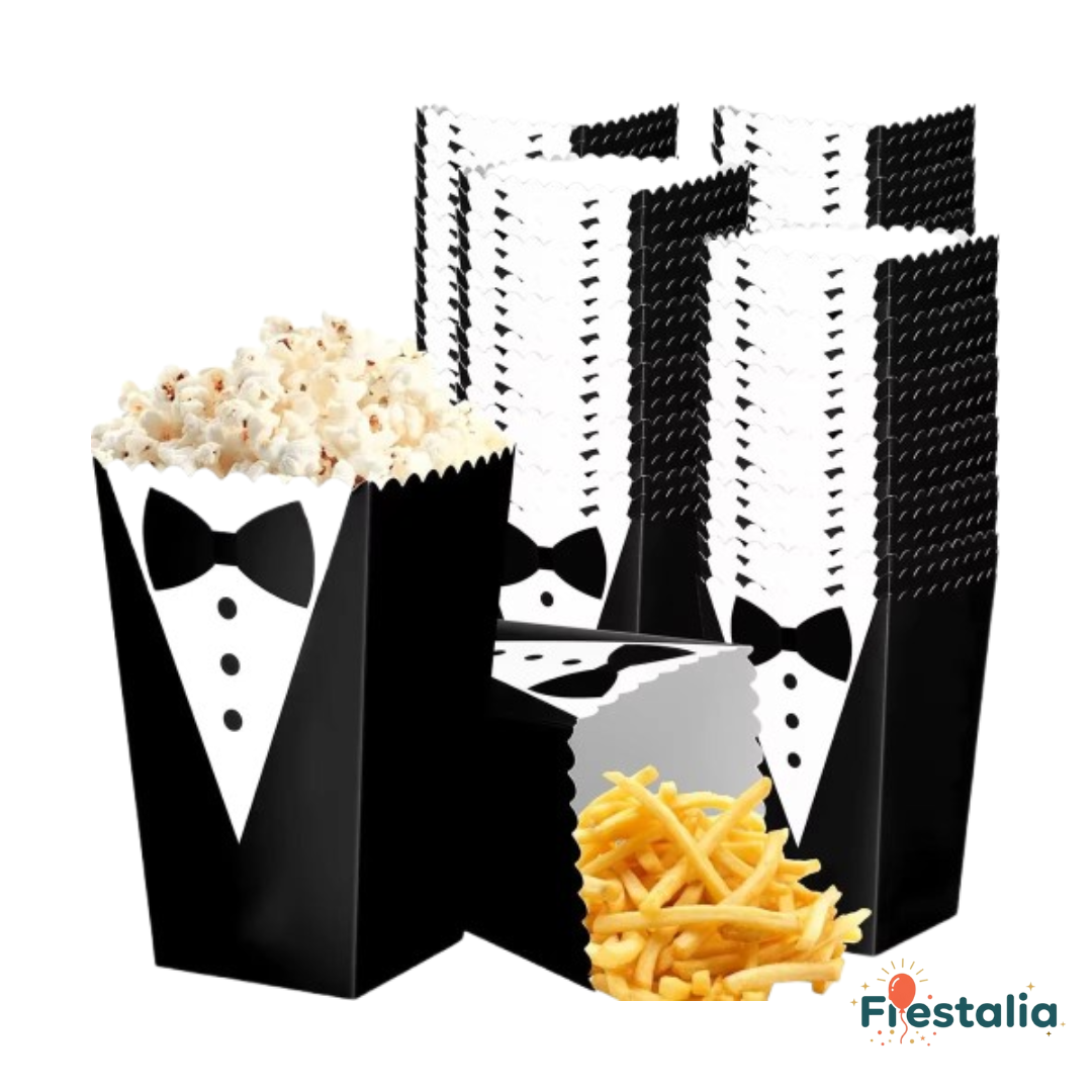 Cajas para dulces y aperitivos con diseño de esmoquin elegante