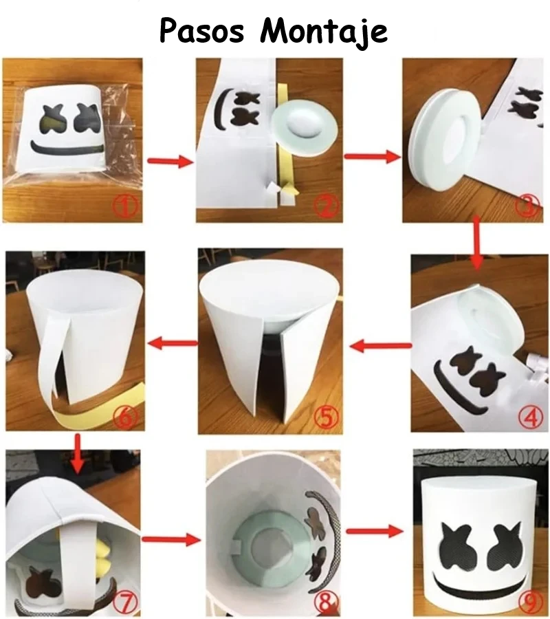 Casco luminoso DJ Marshmello para disfraces, carnaval, bodas y festivales