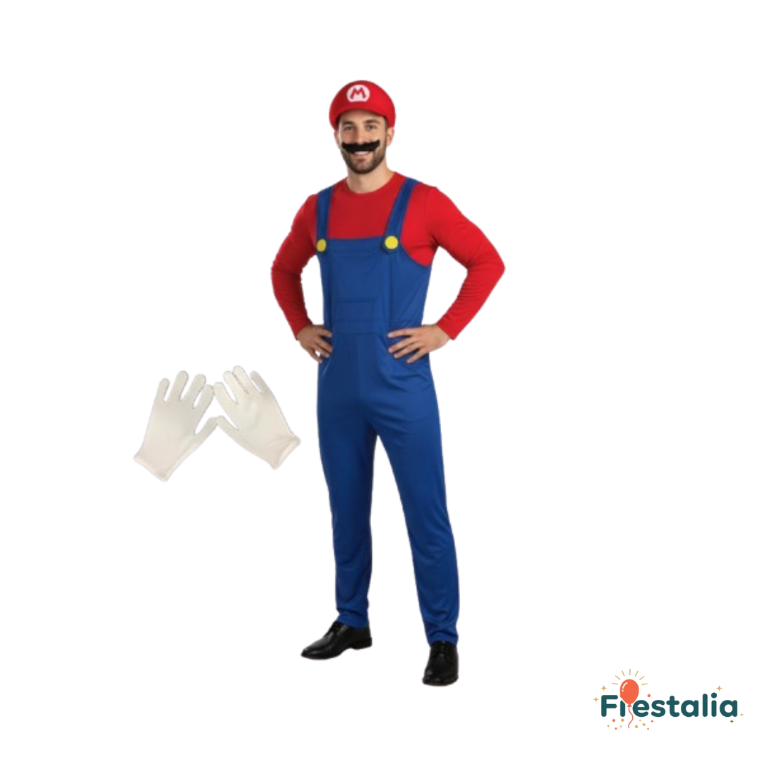 Disfraz clásico de Super Mario Bros/Luigi adulto para carnaval y eventos