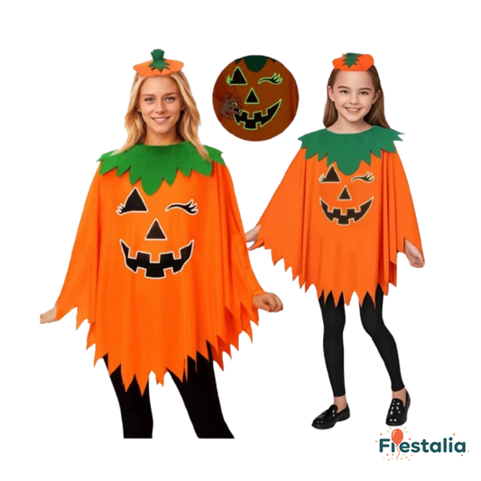 Disfraz de Halloween con capa y sombrero de calabaza – cosplay y fiestas temáticas