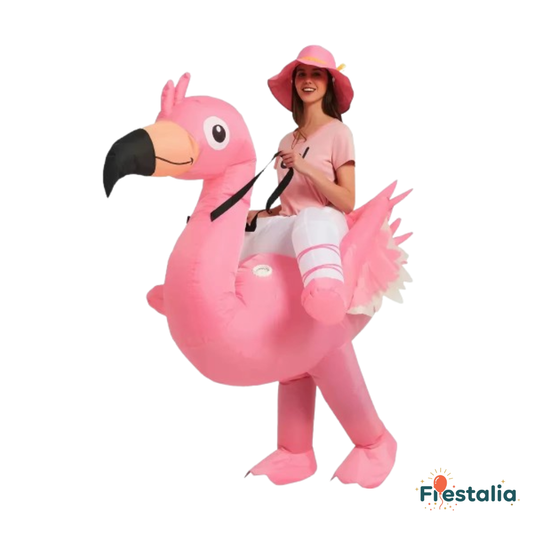 Disfraz inflable de flamenco rosa – divertido para adultos y niños en fiestas
