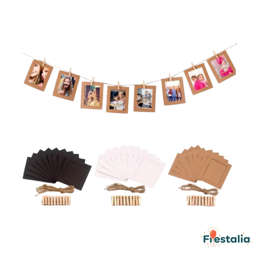 Marco de Fotos con Cuerda y Pinzas para Decoración de Boda y Fiesta