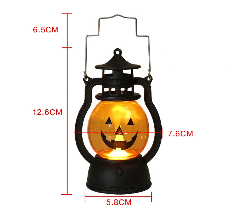Linterna LED colgante de calabaza – lámpara decorativa retro para Halloween