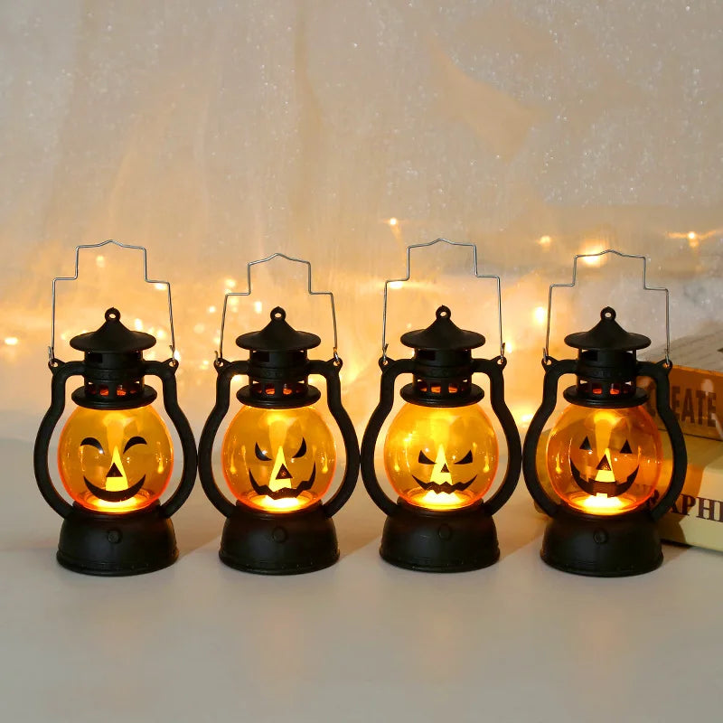 Linterna LED colgante de calabaza – lámpara decorativa retro para Halloween