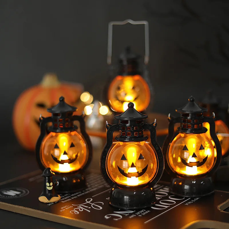 Linterna LED colgante de calabaza – lámpara decorativa retro para Halloween