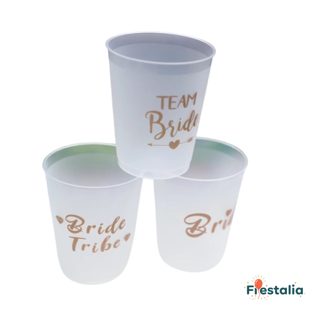 Vasos de plástico para despedida de soltera – Equipo de la novia