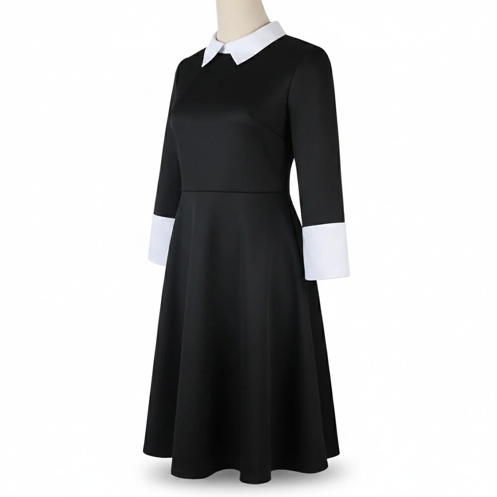 Traje Wednesday Addams estilo gótico – Vestido Halloween adulto y infantil