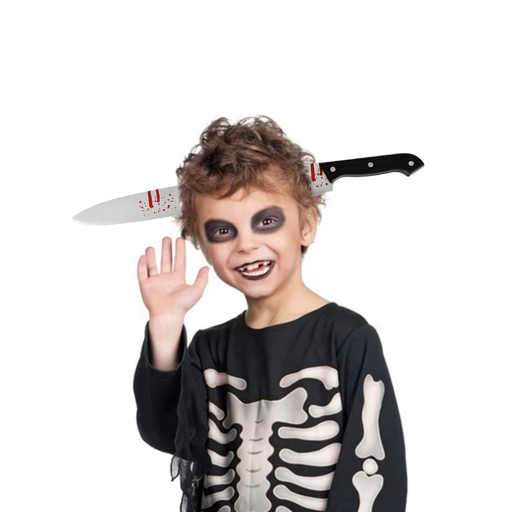 Diademas de Halloween con armas falsas sangrientas para disfraces