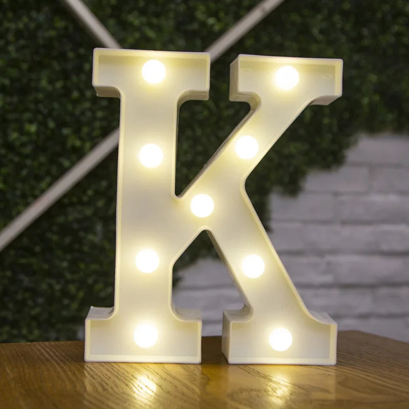 Lámparas LED con forma de alfabeto y números para bodas y cumpleaños