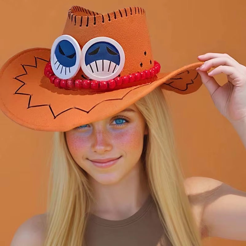 Sombrero naranja de Ace One Piece – accesorio de cosplay unisex