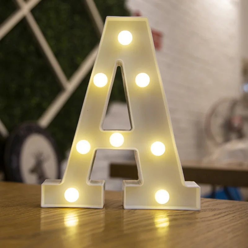 Lámparas LED con forma de alfabeto y números para bodas y cumpleaños