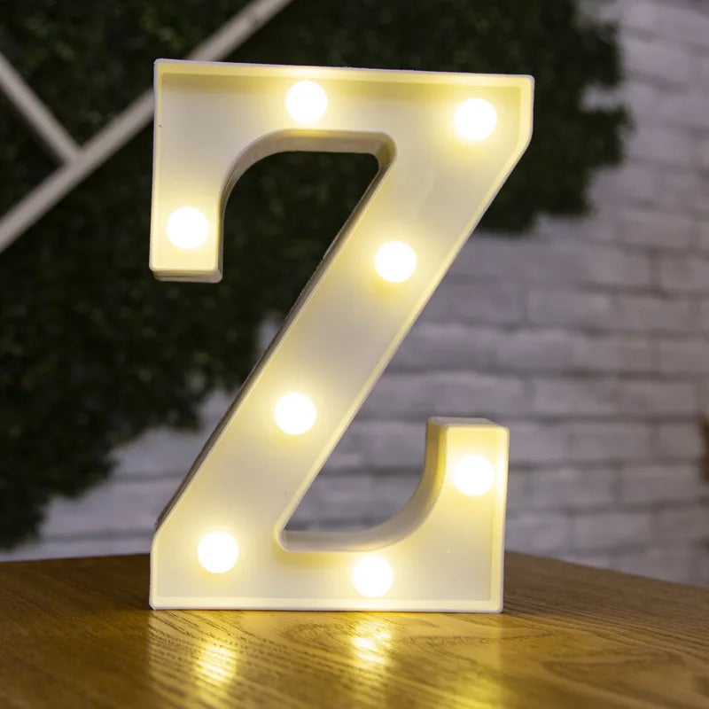 Lámparas LED con forma de alfabeto y números para bodas y cumpleaños