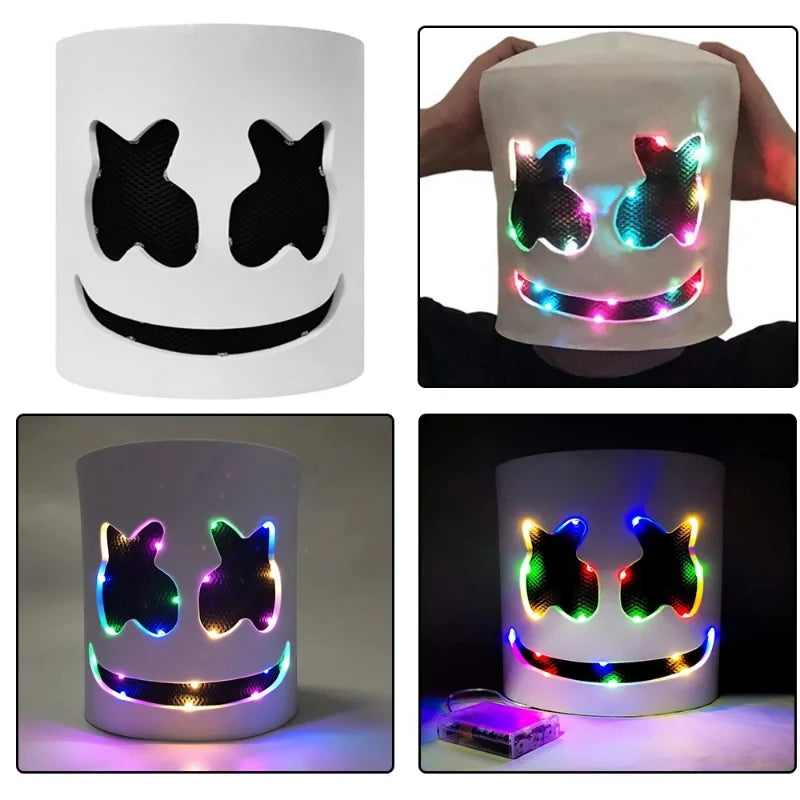 Casco luminoso DJ Marshmello para disfraces, carnaval, bodas y festivales