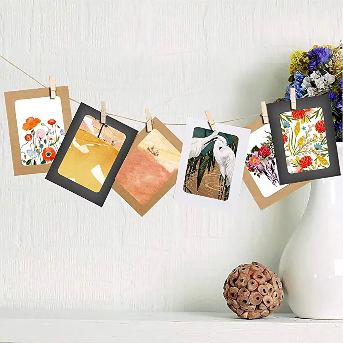 Marco de Fotos con Cuerda y Pinzas para Decoración de Boda y Fiesta