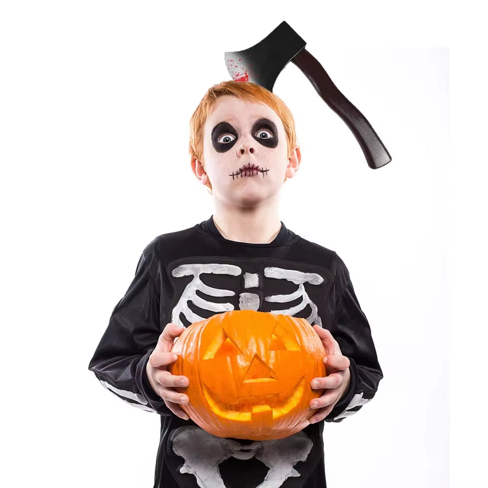 Diademas de Halloween con armas falsas sangrientas para disfraces