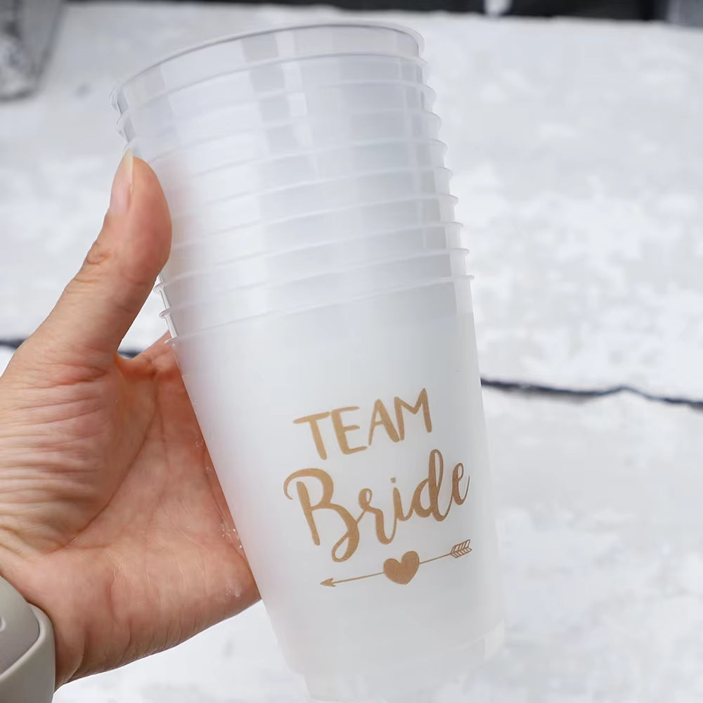 Vasos de plástico para despedida de soltera – Equipo de la novia