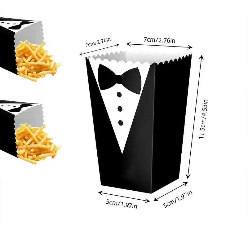 Cajas para dulces y aperitivos con diseño de esmoquin elegante