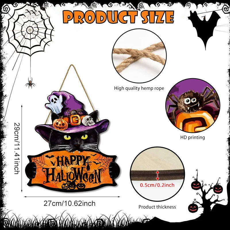 Cartel colgante de Halloween con diseño de calabaza – adorno para puerta o pared