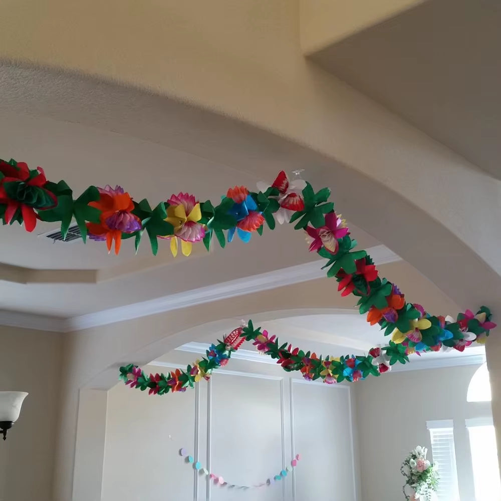 Falda de mesa hawaiana de paja para fiestas tropicales