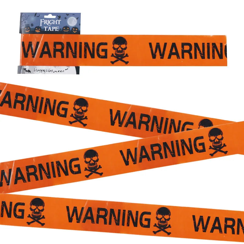 Cinta de advertencia con calavera para Halloween – decoración de ventanas y fiestas
