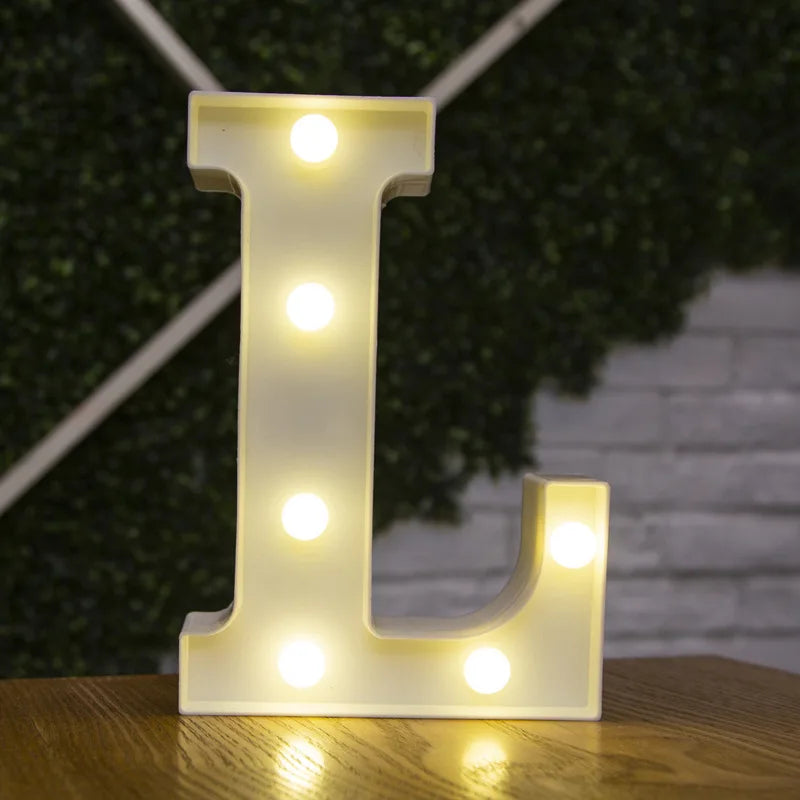 Lámparas LED con forma de alfabeto y números para bodas y cumpleaños