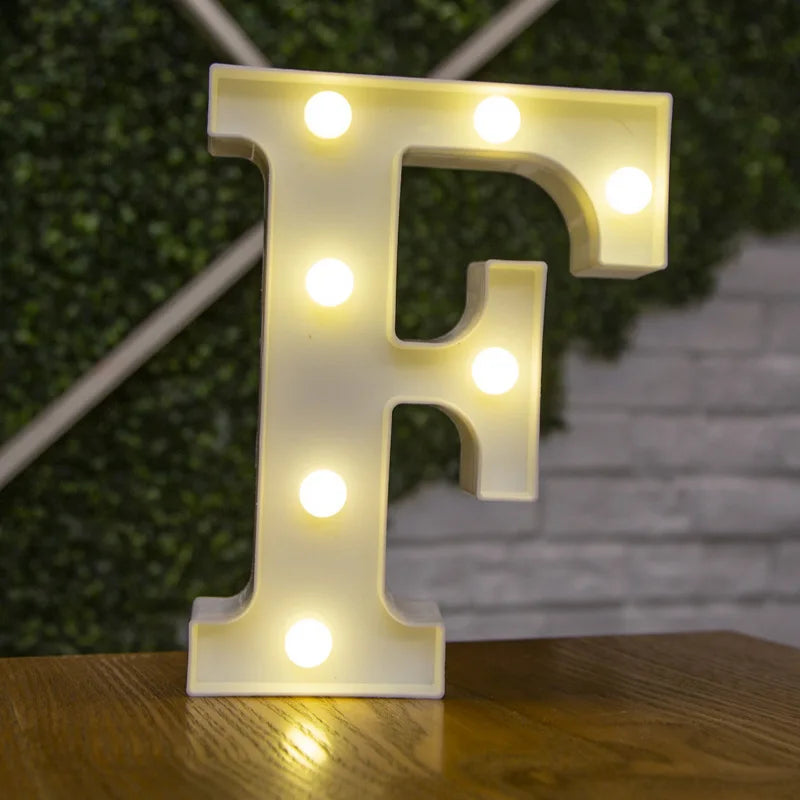 Lámparas LED con forma de alfabeto y números para bodas y cumpleaños