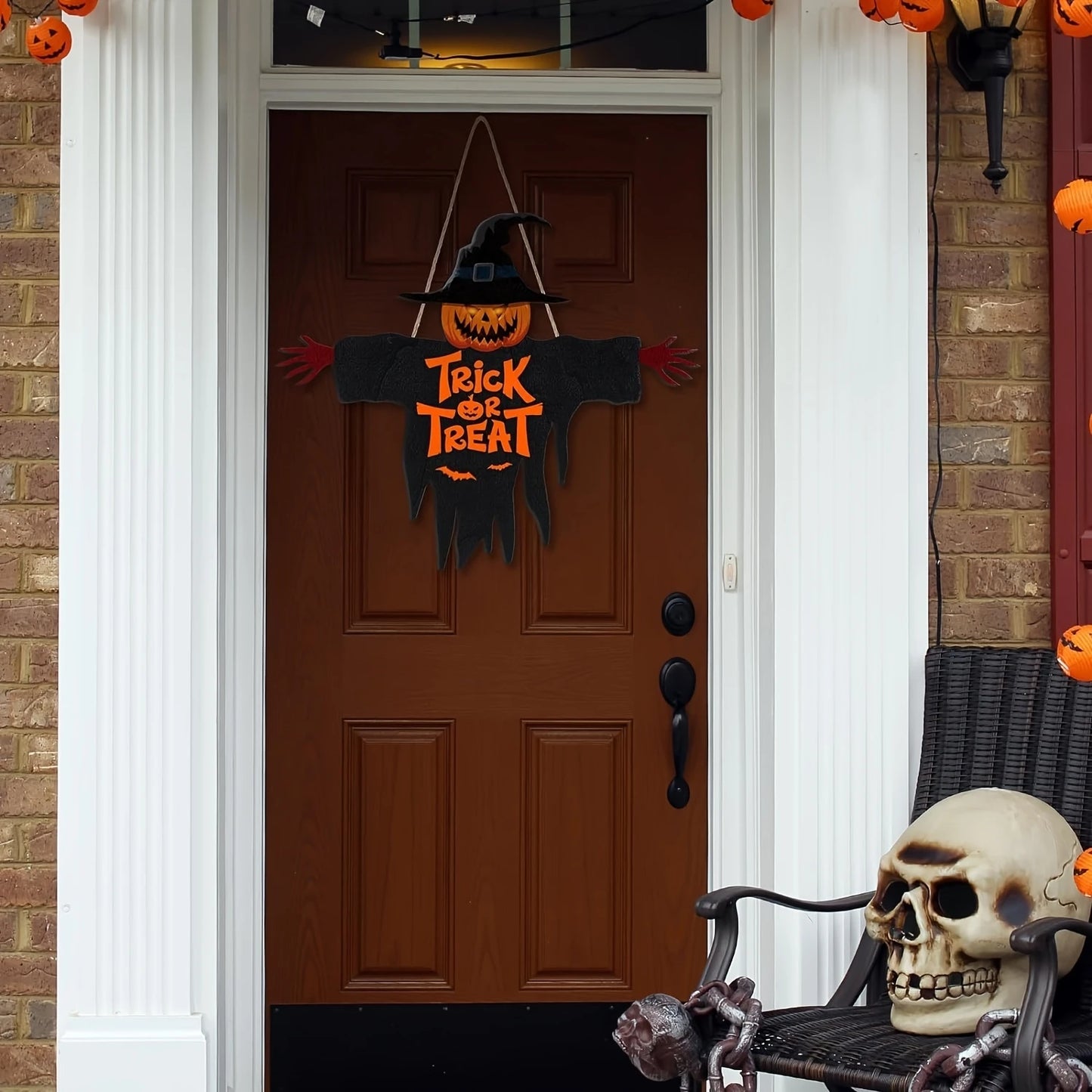 Cartel colgante de Halloween con diseño de calabaza – adorno para puerta o pared