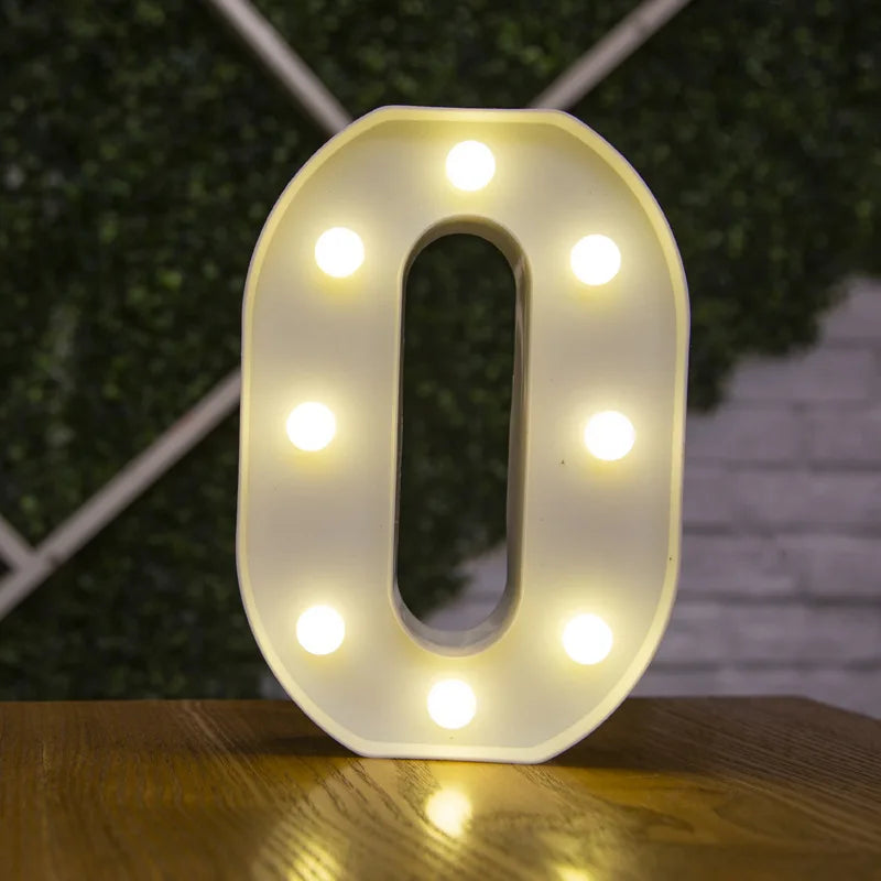 Lámparas LED con forma de alfabeto y números para bodas y cumpleaños