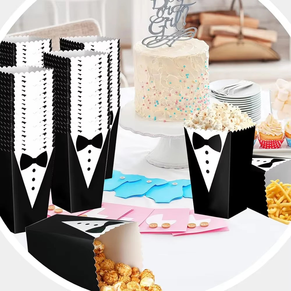 Cajas para dulces y aperitivos con diseño de esmoquin elegante