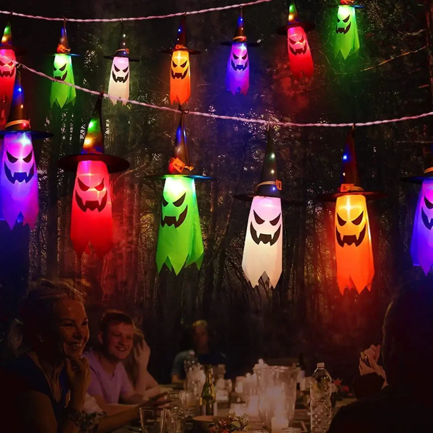 Luces colgantes de sombrero de bruja LED para decoración de Halloween