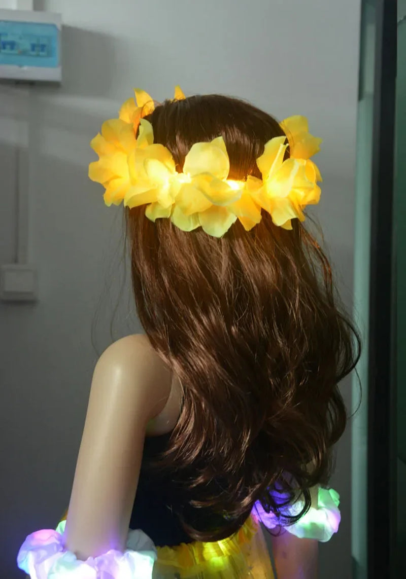 Diadema LED hawaiana con flores para fiestas y bodas