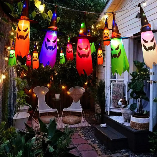 Luces colgantes de sombrero de bruja LED para decoración de Halloween