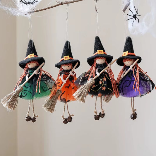 Colgante decorativo de bruja y calabaza para Halloween