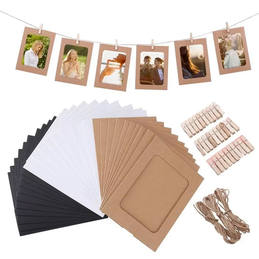 Marco de Fotos con Cuerda y Pinzas para Decoración de Boda y Fiesta