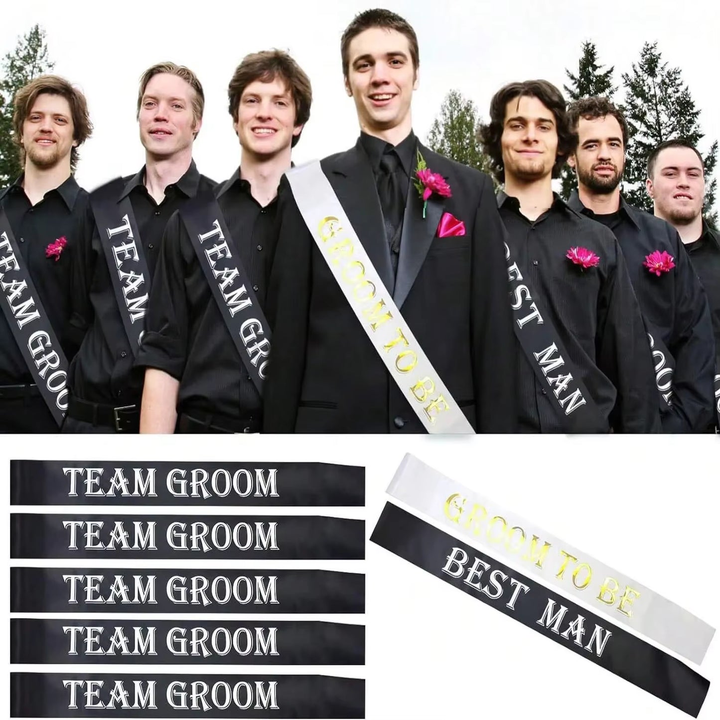 Bandas negras “Team Groom” para despedida de soltero